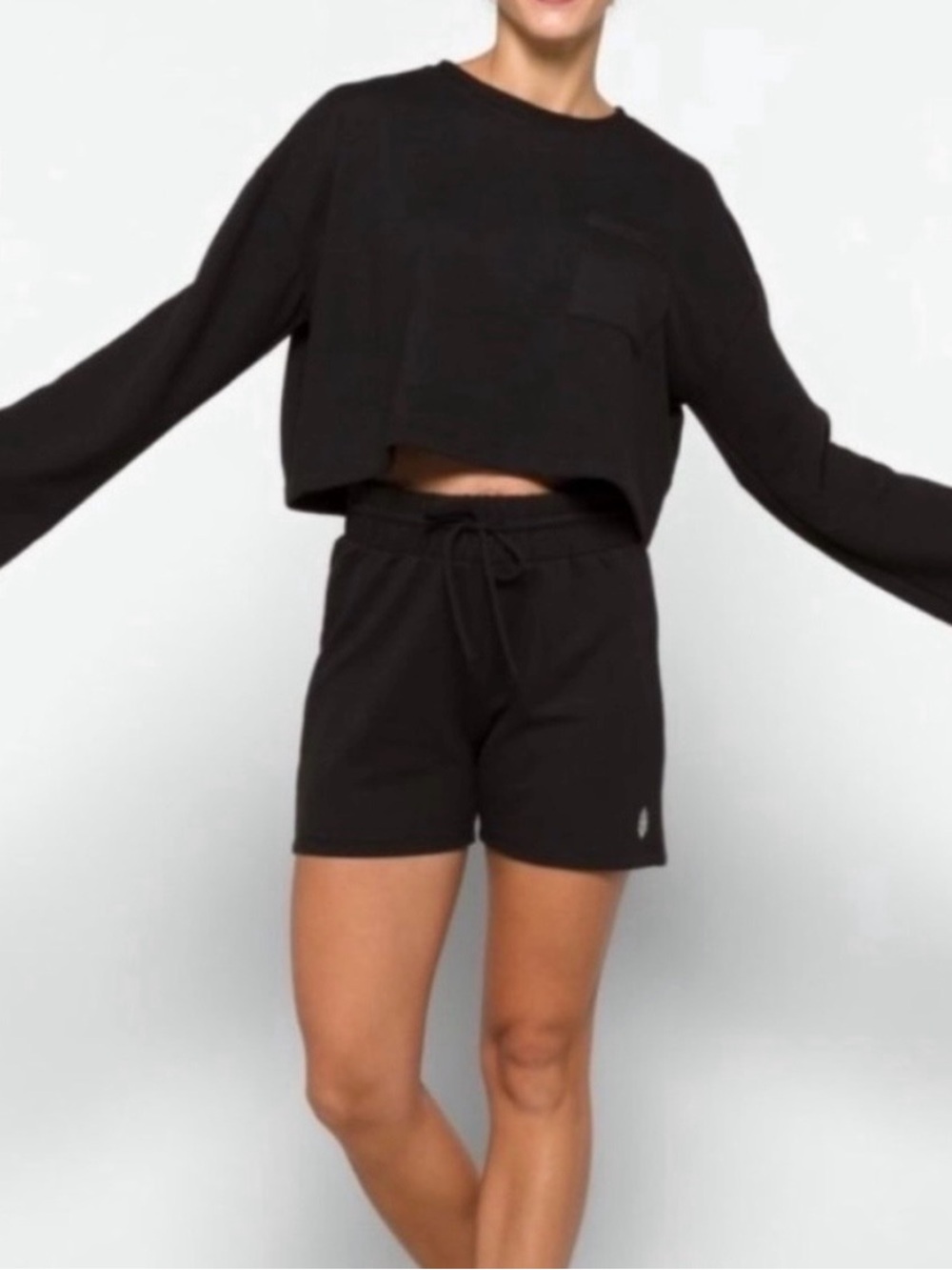 Free People•Sunny Set Black Cropped Top & Shorts Set NWT